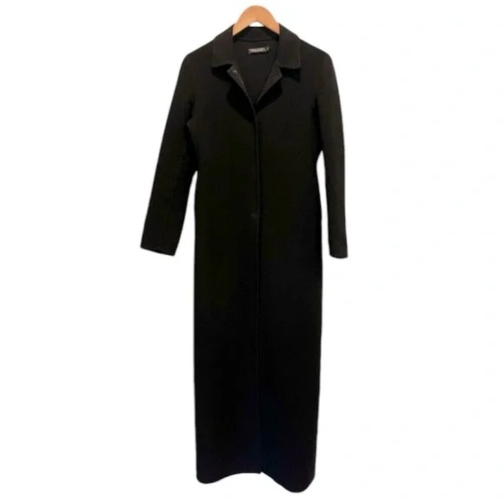 TAHARI Cashmere Blend Floor Length Black Coat